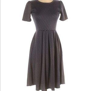 LULAROE Casual Blue And Grey Striped Dress. Size S